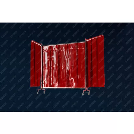 Guruló hegesztő paraván, szélesített, elhúzható PVC ponyvával